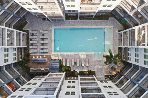 an overhead view of a building with a pool at Relax and Unwind near Downtown Tampa in Tampa