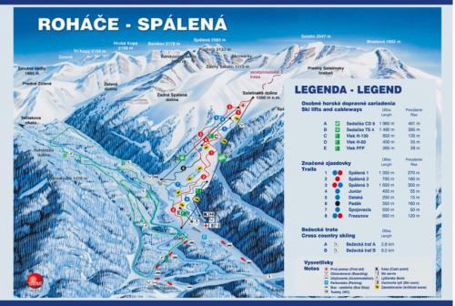 a map of a mountain with snow covered mountains at Chata Petra in Oravský Biely Potok