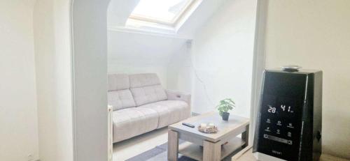 un salon avec un canapé et une table dans l'établissement Le Trinidad, à Troyes