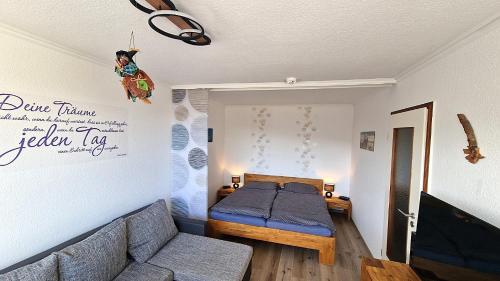 Postel nebo postele na pokoji v ubytování Brockenblick