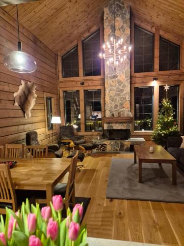 Χώρος καθιστικού στο Idre Mountain Lodge with Sauna by Golf course