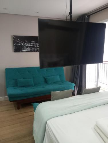 Un ou plusieurs lits dans un hébergement de l'établissement Studio 98 Centro SP , 25 de Março, bras, Santa Efigênia, bom retiro, Anhangabaú