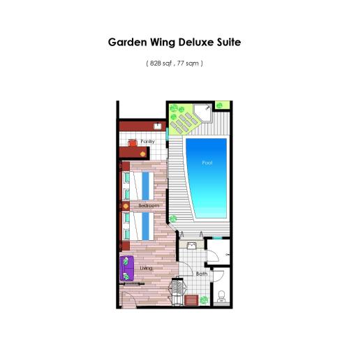 a plan of the garden wing device suite at Grand Lexis Port Dickson in Port Dickson
