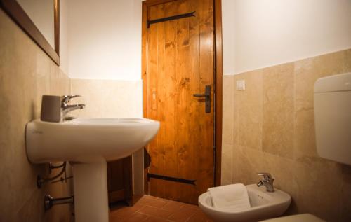 a bathroom with a sink and a toilet at Bio Agriturismo Poggio Aione in Saturnia
