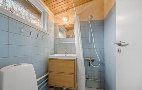 a bathroom with a sink and a shower at Nice Home In Kalundborg With Wifi in Kalundborg