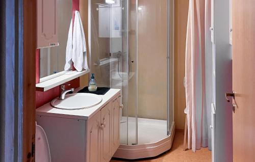 a bathroom with a sink and a shower at 3 Bedroom Beautiful Apartment In Røros in Røros