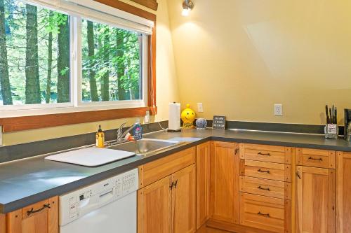 a kitchen with a sink and a window at Lindgren Haus in Greenwater