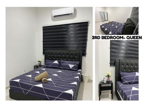 バターワースにあるKN Homestayの- ベッドルーム1室(ベッド1台、ソファ付)の写真2枚