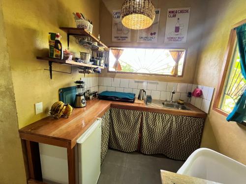 a small kitchen with a counter and a sink at Finca Aisa -Boutique bungalows in Ometepe island in Santa Cruz