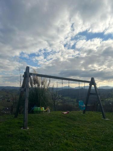 a swing set on top of a grassy field at Turistična kmetija Golej in Podčetrtek