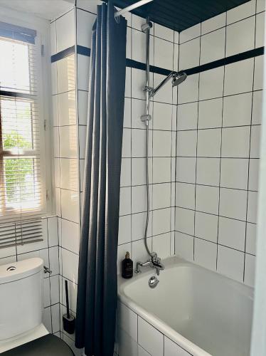 une salle de bain avec baignoire et douche dans l'établissement La Maison Haute, à La Fosse-de-Tigné