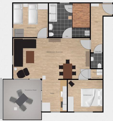 a floor plan of a house with at Sonnengarten 4 - Sonnenveranda in Kellenhusen