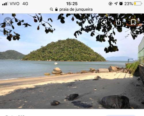 a picture of an island in the water at Casa para temporada com vista para o Mar in Mangaratiba