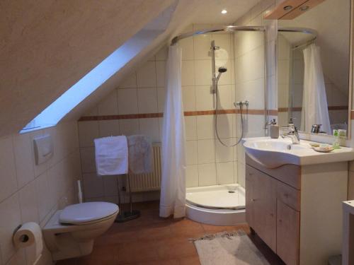 Ένα μπάνιο στο Ferienwohnung Am Steg 6