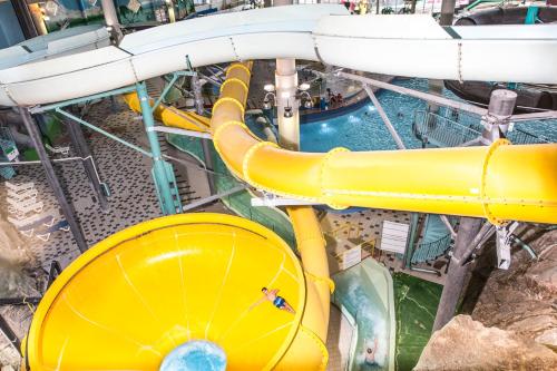 an overhead view of a water slide at a amusement park at Serena Villas in Espoo