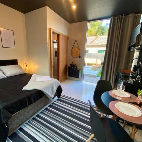Katil atau katil-katil dalam bilik di Loft1 com Jacuzzi para Casal - Lofts Mariscal