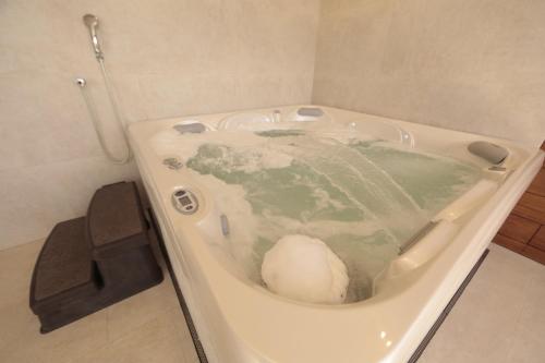 a bath tub filled with green water in a bathroom at Crowne Plaza Asunción by IHG in Asuncion