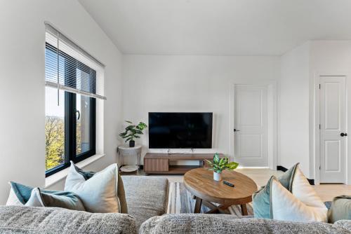 TV a/nebo společenská místnost v ubytování Furnished Luxury Apartment Close to Boston