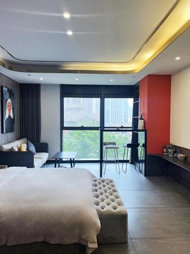 Yunmu International Hotel Chongqing Beibin Road Branchにあるベッド