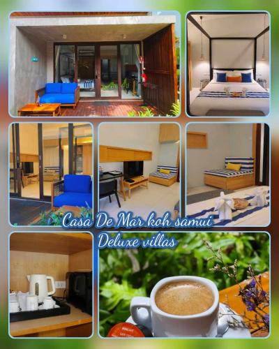 a collage of four pictures of a hotel room at Casa De Mar - Koh Samui in Chaweng