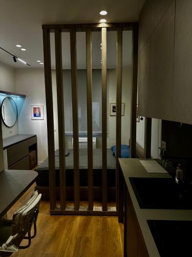 Vuode tai vuoteita majoituspaikassa Studio Flat