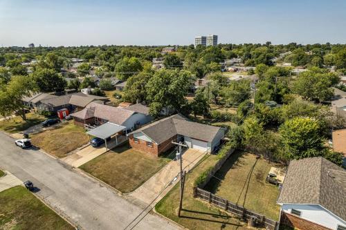 an overhead view of a residential neighborhood with houses at EXPO HOME just minutes from downtown Tulsa in Tulsa