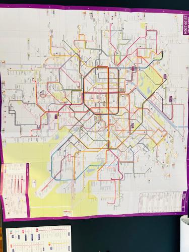 a map of a city with different colored lines at visit Brussels city in Brussels