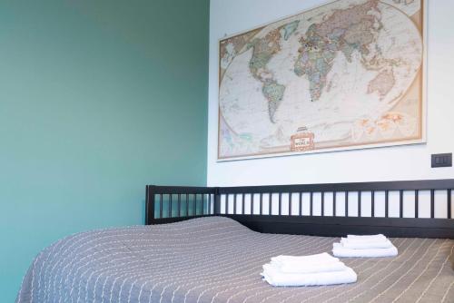 Giường trong phòng chung tại Federico studio X2 Brenta underground