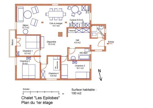 a plan of a floor plan of a house at L'observatoire des Alpes, les Crosets in Val-d'Illiez