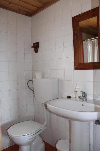 a bathroom with a toilet and a sink at Aldeia das Cagarras in Santo Amaro