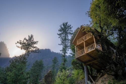 a tree house on the side of a mountain at The Picturesque Treehouse in Tāndi