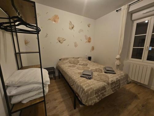 une chambre avec un lit superposé et une échelle dans l'établissement Le Petit Cocon de Saint-Brieuc, à Saint-Brieuc