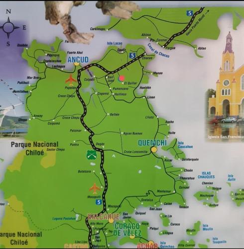 a map of ireland with cities and landmarks at Gran Casa de veraneo en Parcela Chiloe in Ancud