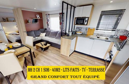 MH6pers-2ch-1sdb-lits faits-40m2-terrasse-tv--grand confort-empl calme-Kerlann
