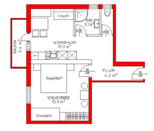 Ferienwohnung mit eigenem Balkon