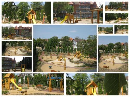 a collage of pictures of a playground at SANTE Hévíz in Hévíz
