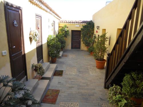 an alley in a house with potted plants at Casa Rural Anton Piche with Pool-Adults Only in Granadilla de Abona