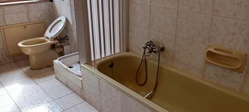 baño con bañera verde y aseo en Apartament di Nick Central Station, en Palermo