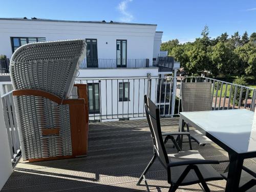 Μπαλκόνι ή βεράντα στο Ferienwohnung SPA Penthouse Meerlust Baabe