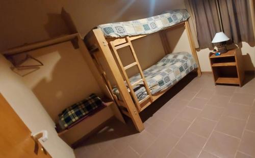 a bunk bed with a ladder in a room at Cabañas CALIGÜE in Malargüe