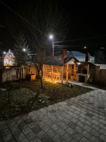 a house at night with lights in the yard at BIG HOUSE in Dilijan