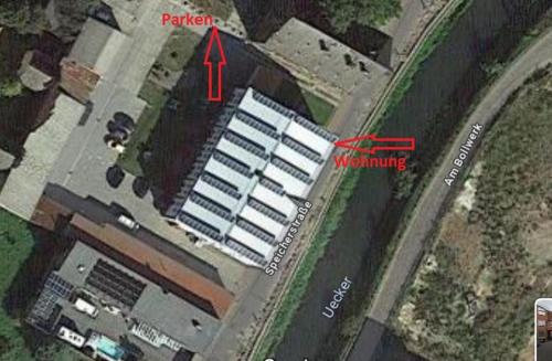Letecký snímek ubytování Wohnen direkt an der Uecker- Stadtnah, gemütlich,Waschmaschine, Parkplatz