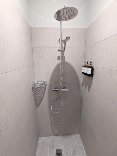 une douche avec pommeau de douche dans une salle de bain dans l'établissement L'Atelier des Rêves, à Saverne