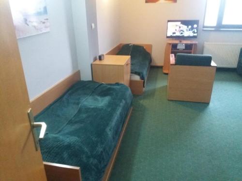 科帕奥尼克Kopaonik Vila Nikola 306 centar的一间有两张床和一台电视的酒店房间