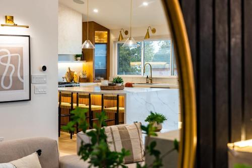 a kitchen with a sink and a counter at The White House in Caledonia