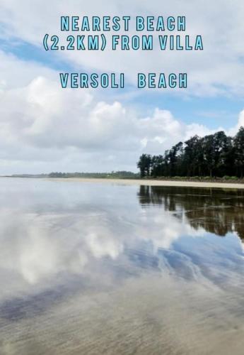 a large body of water with the words nearest beach from at Budget casa 4BHK Villa in alibaug in Alibaug