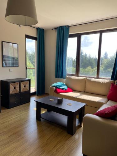Μια τηλεόραση ή/και κέντρο ψυχαγωγίας στο Picturesque Apartment in beautiful setting surrounded by Mountain and Ski Slope Views