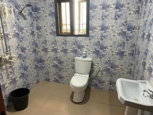 a bathroom with a toilet and a sink at De Royal Lodge in Lagos