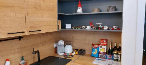 Kuchyň nebo kuchyňský kout v ubytování Apartmán SKI Plešivec