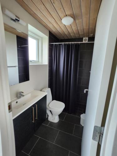a bathroom with a toilet and a sink at Landal søhøjlandet in Gjern